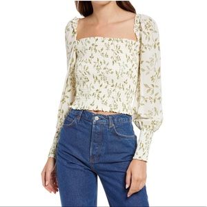 NWT Reformation Pinto Smocked Top in Cypress